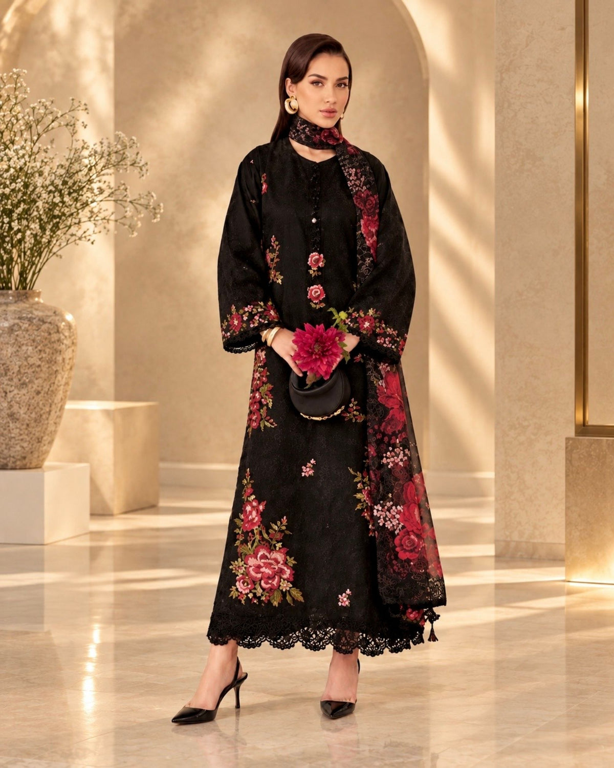 Baroque Dhanak | Embroided 3pc Unstiched | N-01
