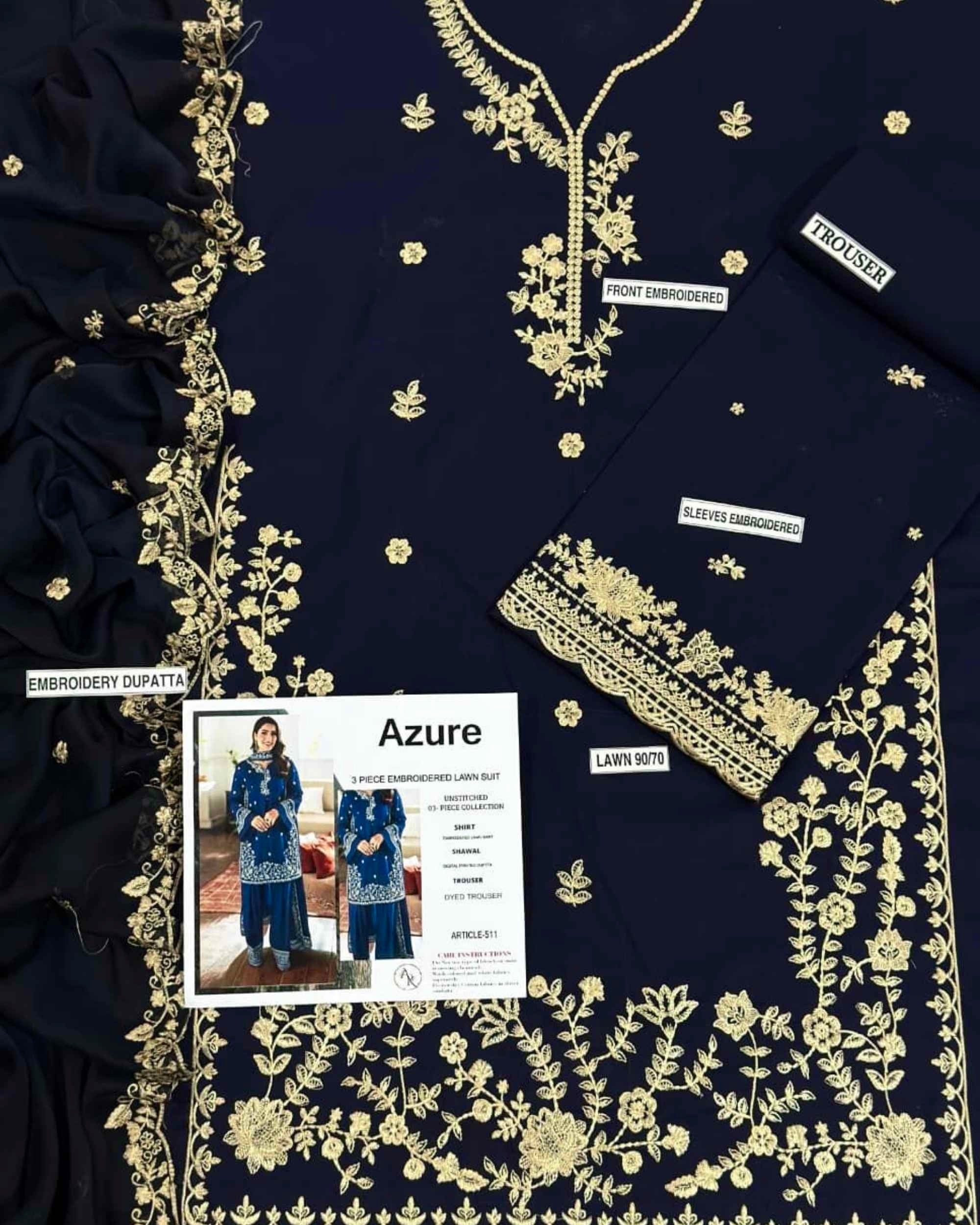 EZURE | 3Pc Embroidered Lawn