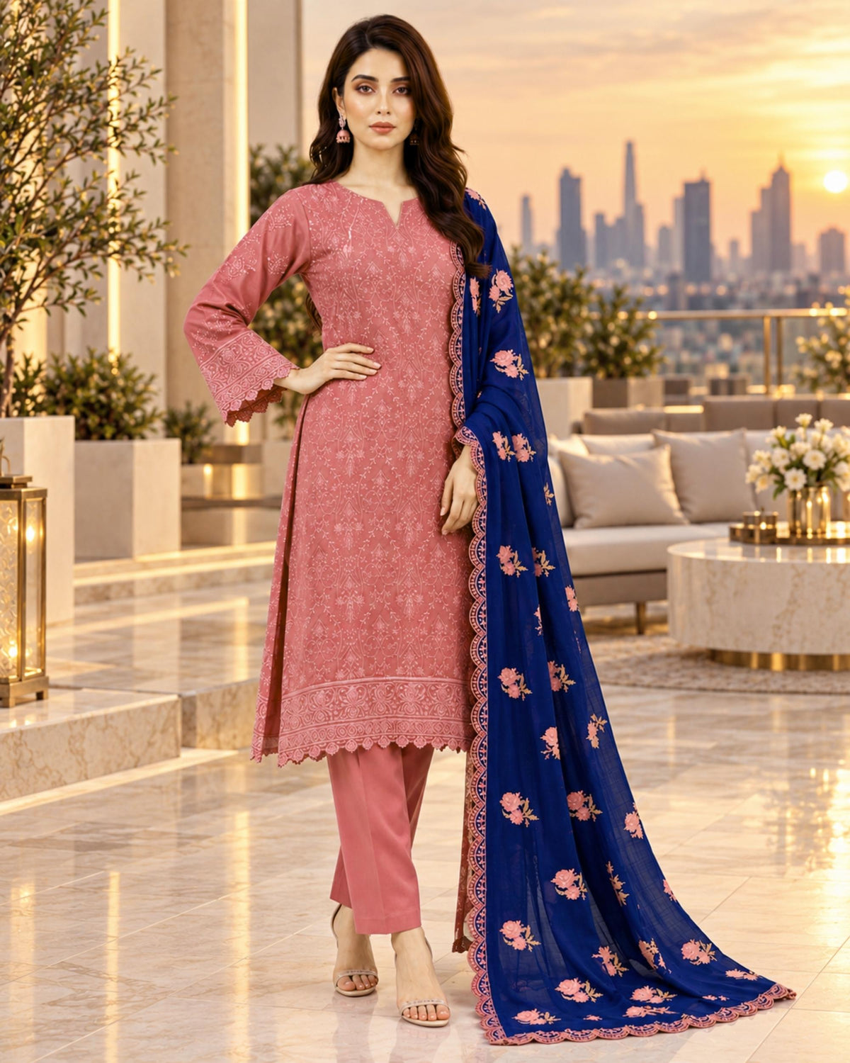 Zainab Chathani 3 pc | Premium Dhanak | N-097