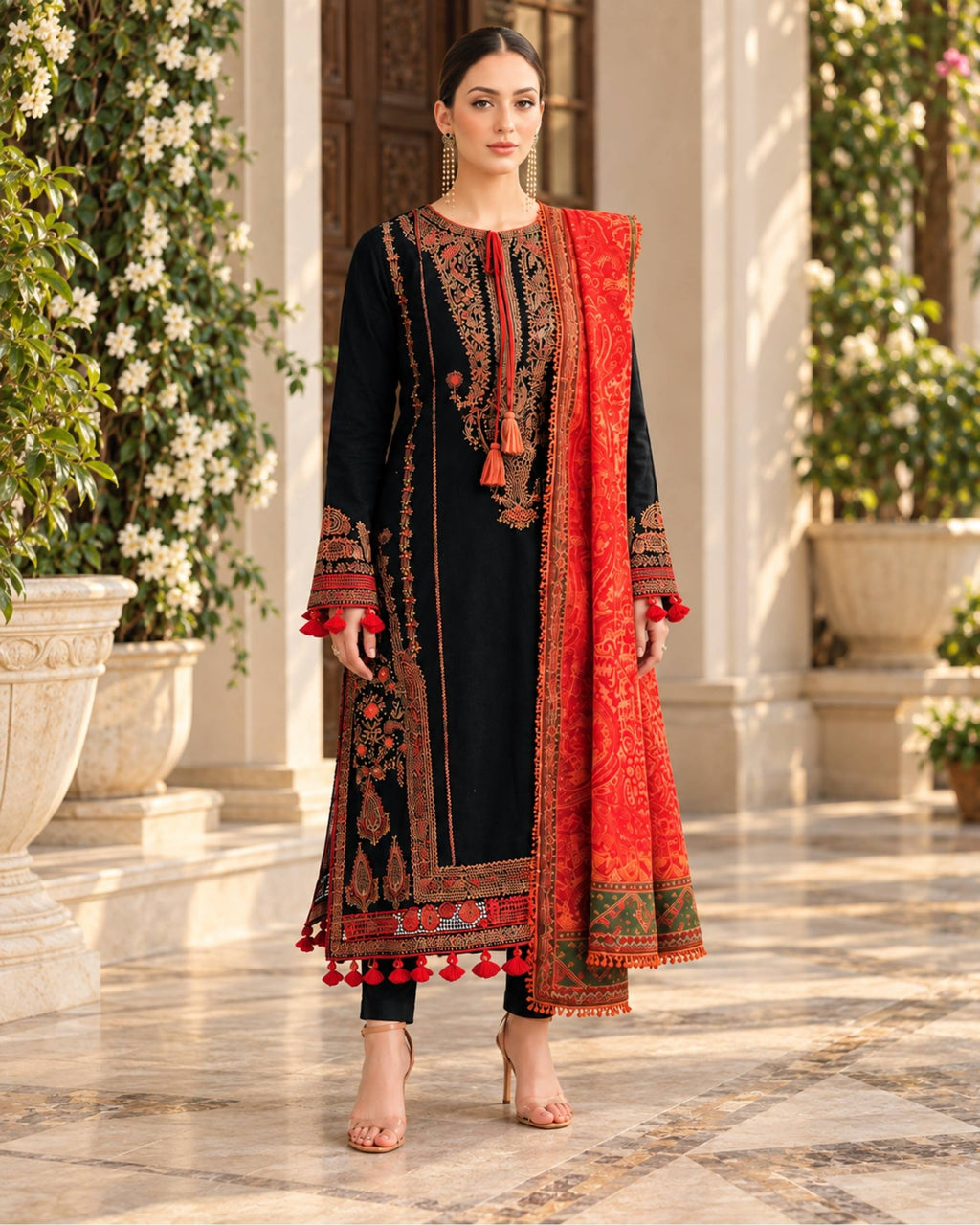 Hussain Rehar 3pc | Embroidered Dhanak | N-057