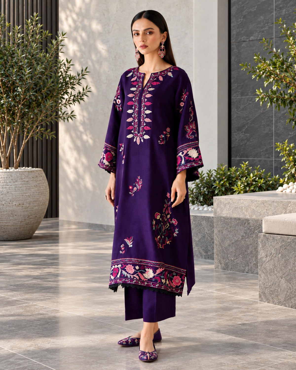 Iznik 2pc | Dhanak Embroidered | N-064
