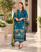 Aneela,s 3pc | Dhanak Embroidered | N-110