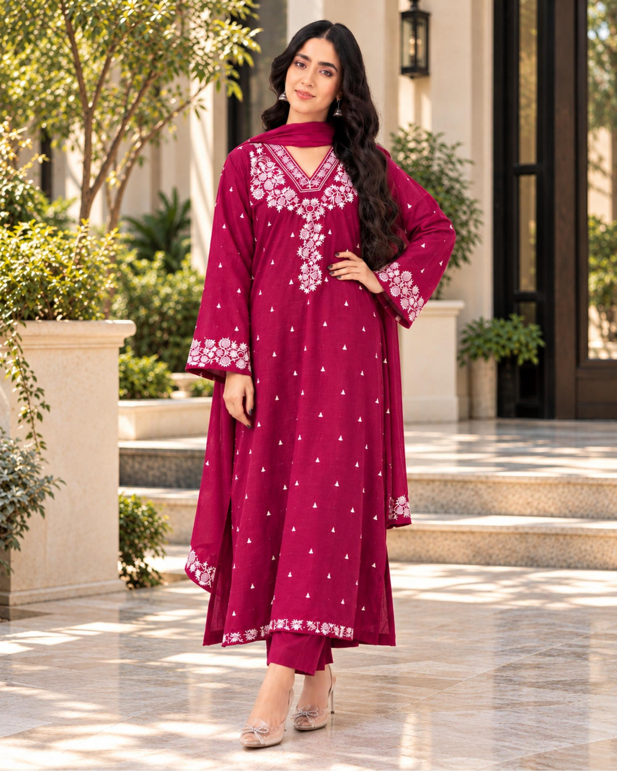 Peezwan 3pc | Dhanak Embroidered | N-073