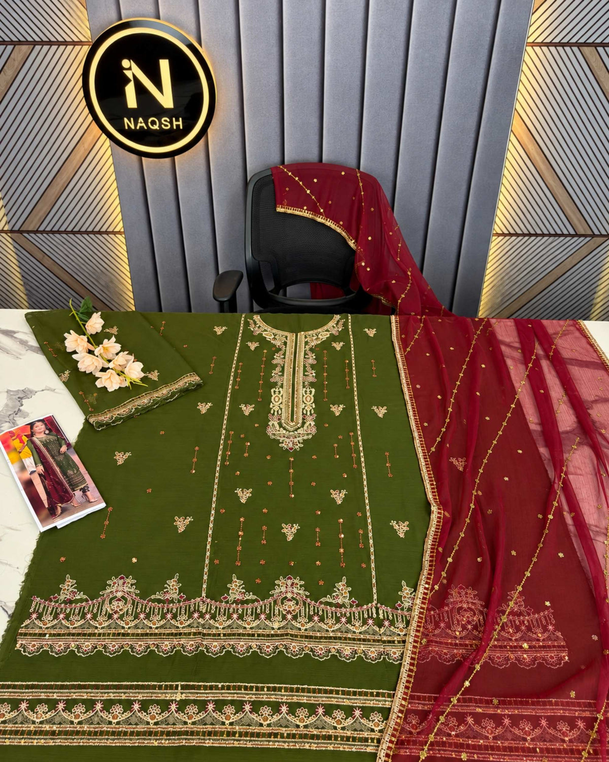 Asim jofa 3pc | Premium Shafoon | N-075