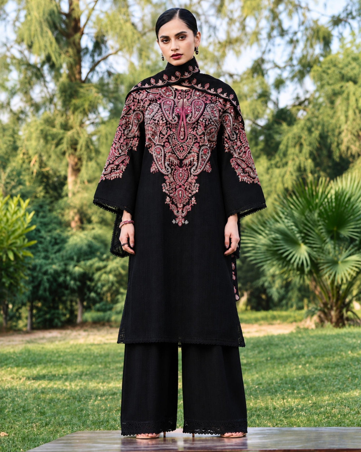 Zara Shahjahan 3 pc | Embroidered Dhanak | N-094
