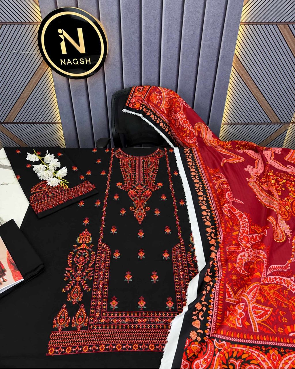 Hussain Rehar 3pc | Embroidered Dhanak | N-057