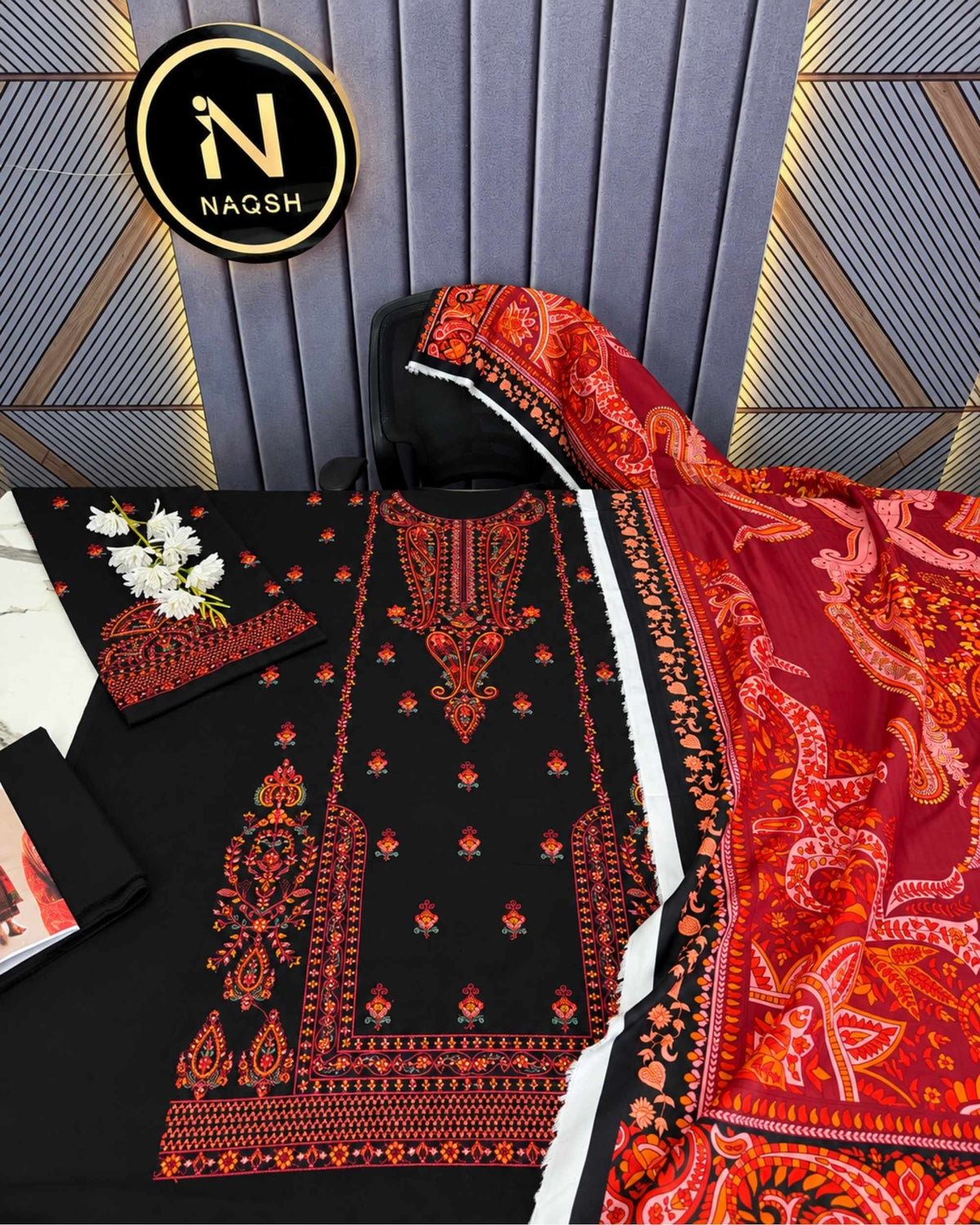 Hussain Rehar 3pc | Embroidered Dhanak | N-057