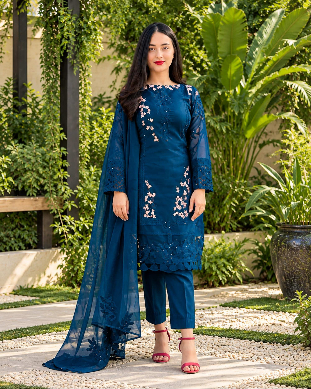 Agha Noor 3pc | Dhanak Embroidered | N-045