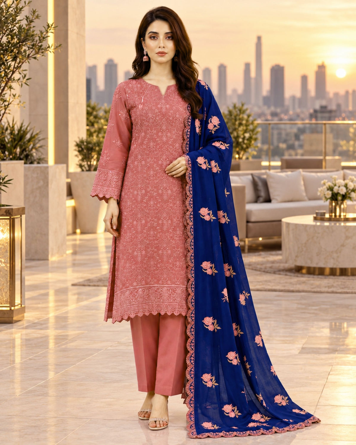 Zainab Chathani 3 pc | Premium Dhanak | N-097