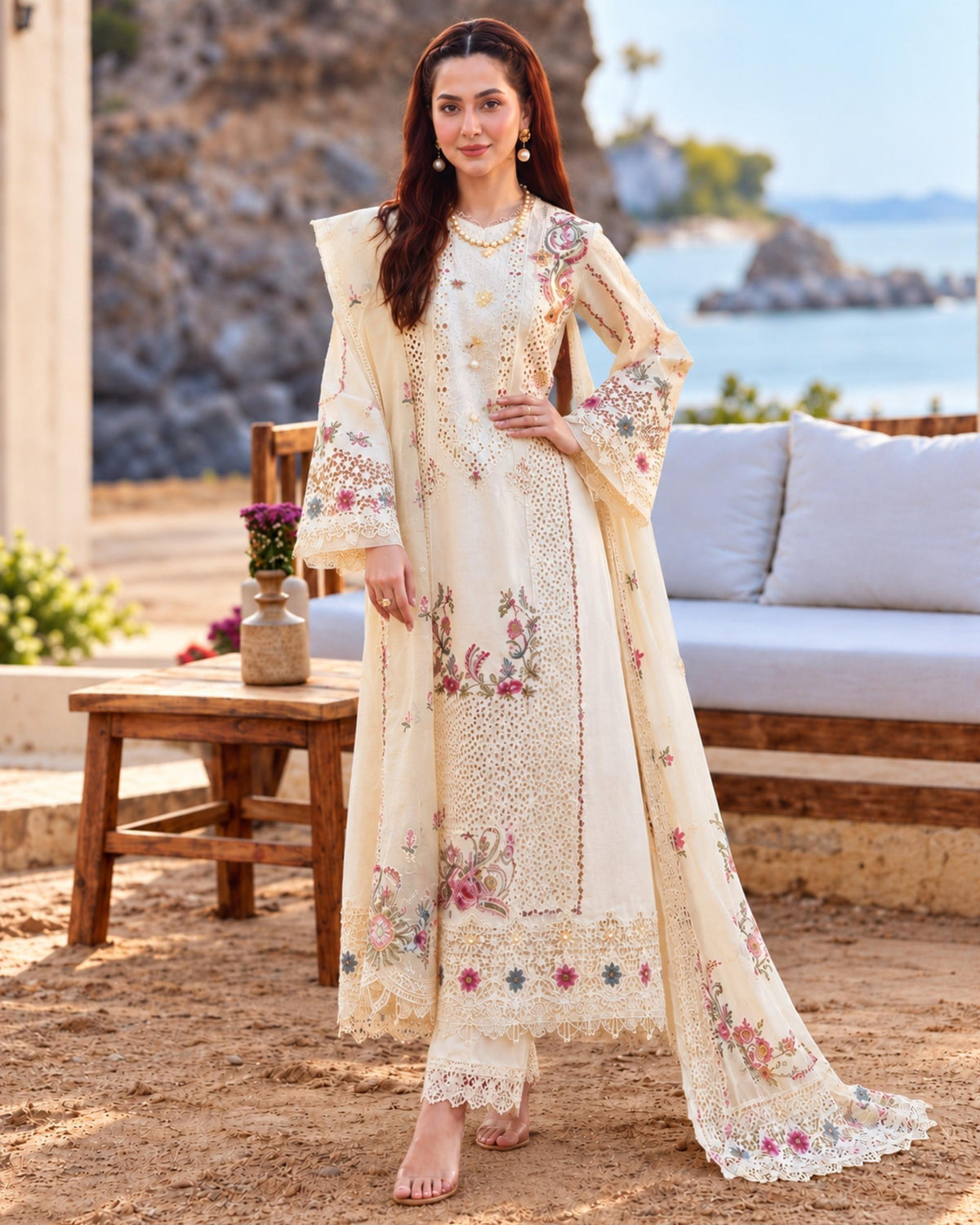 Qalamkar 3 pc | Dhanak Heavy | N-093