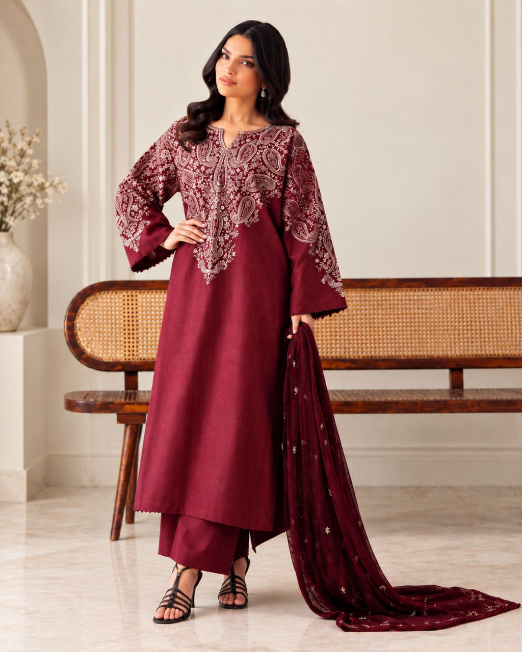 Batik 3pc| Embroidered Dhanak | N-059
