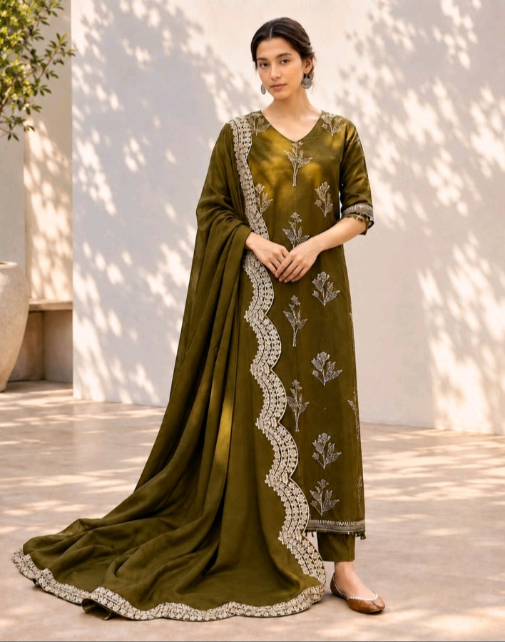 BeechTree 3pc | Dhanak Embroidered | N-063