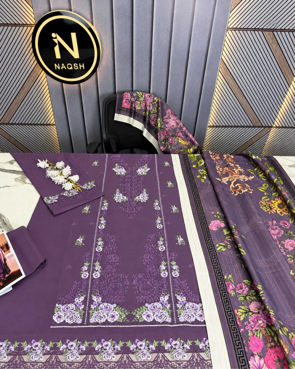 Qalamkar 3pc | Dhanak Embroidered | N-047