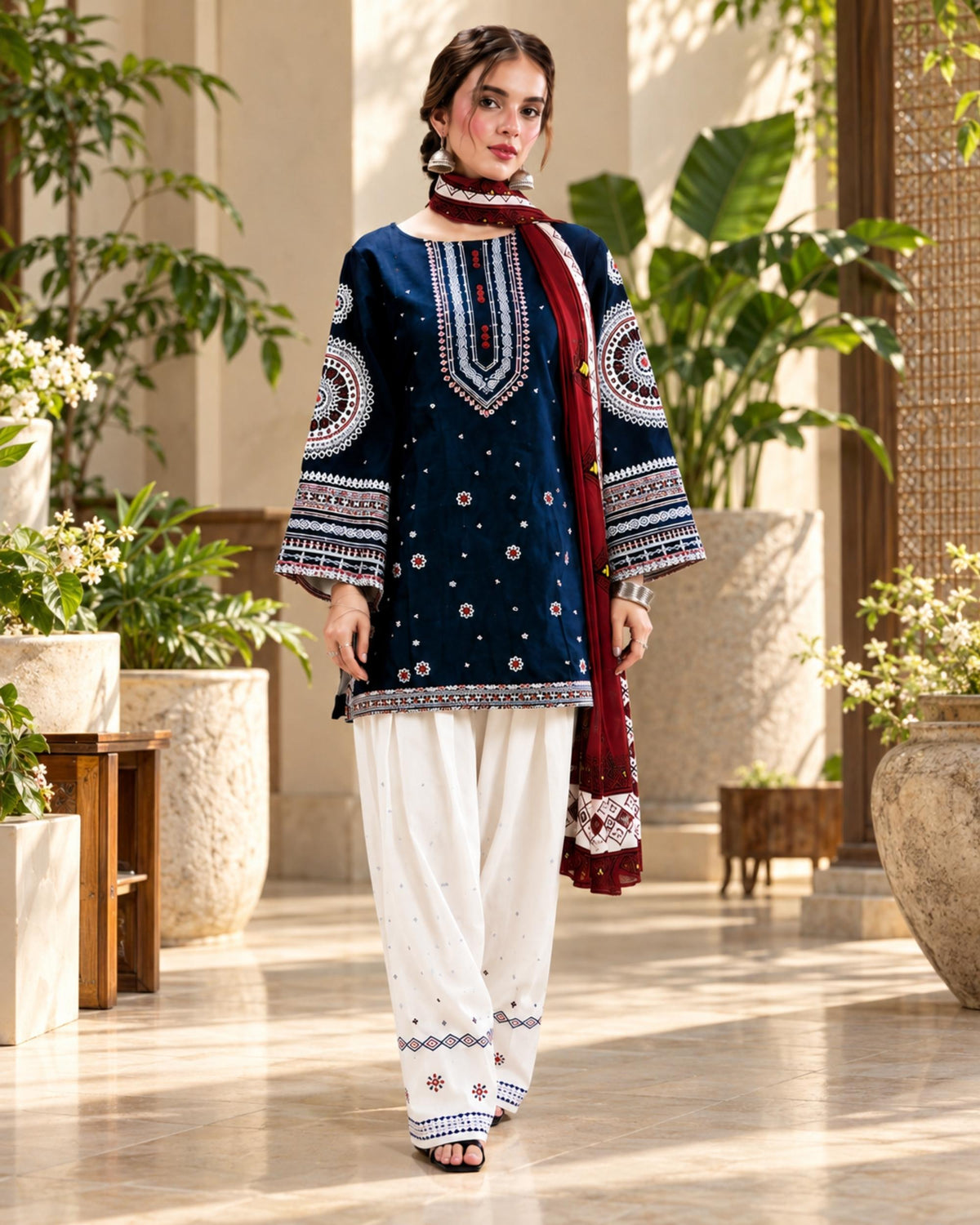 Charizma 3pc | Dhanak Embroidered | N-067