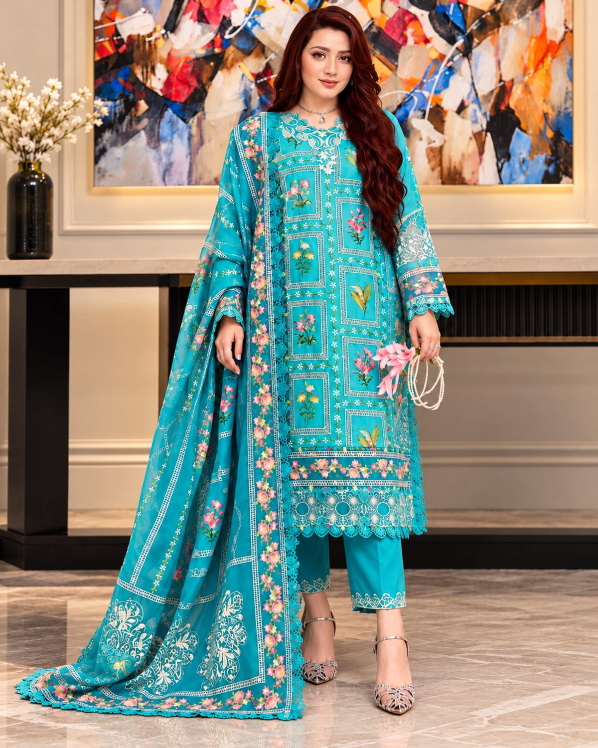 Aneela,s 3pc | Dhanak Premium | N-070