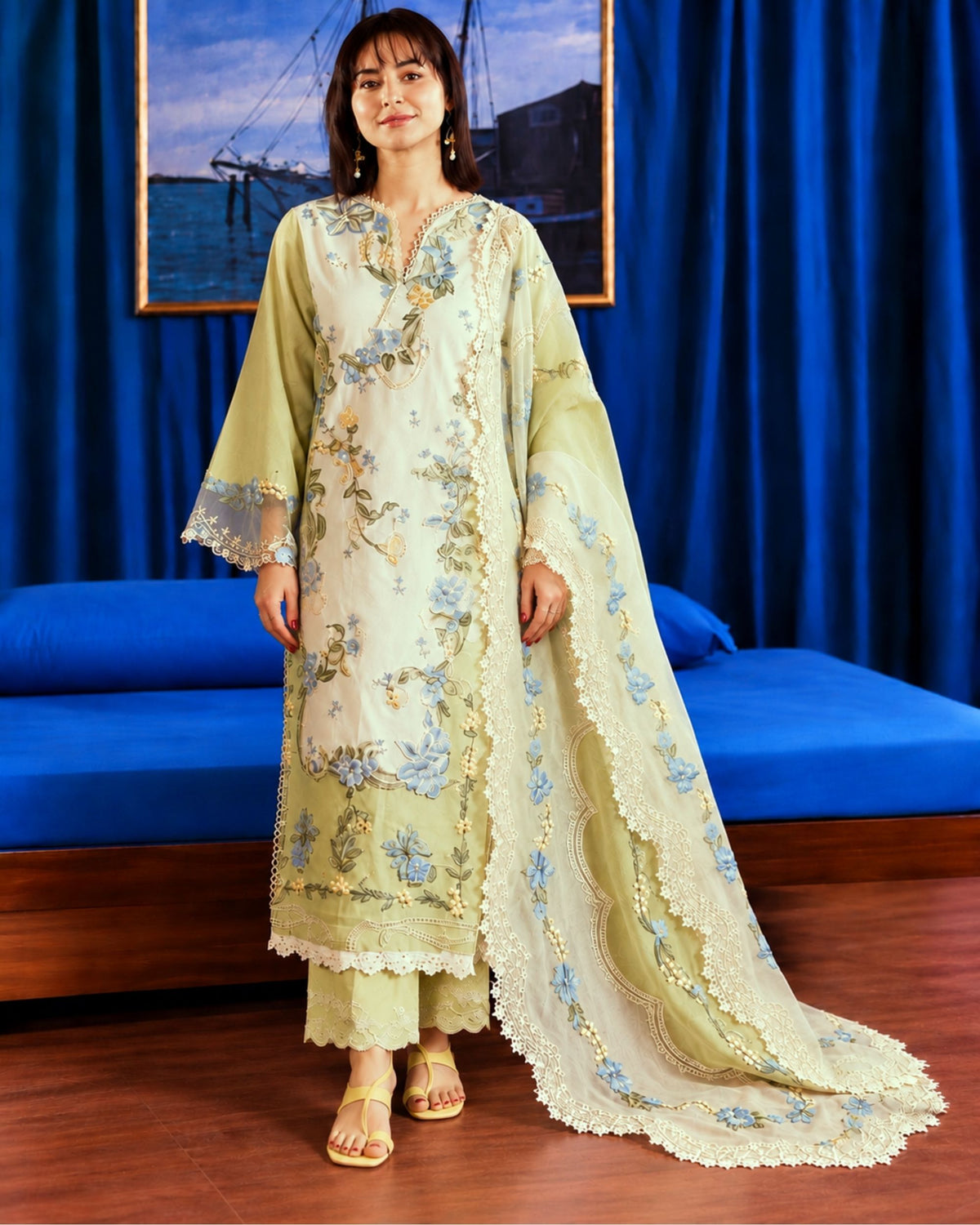 Maryam Hussain 3 pc | Premium Dhanak | N-086