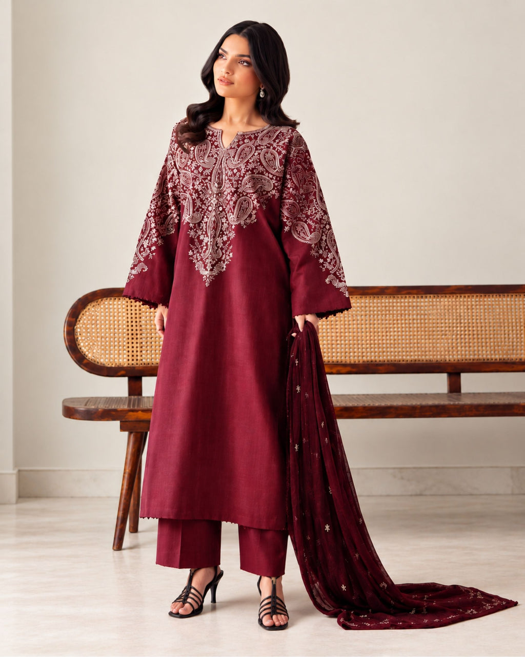 Batik 3pc| Embroidered Dhanak | N-059