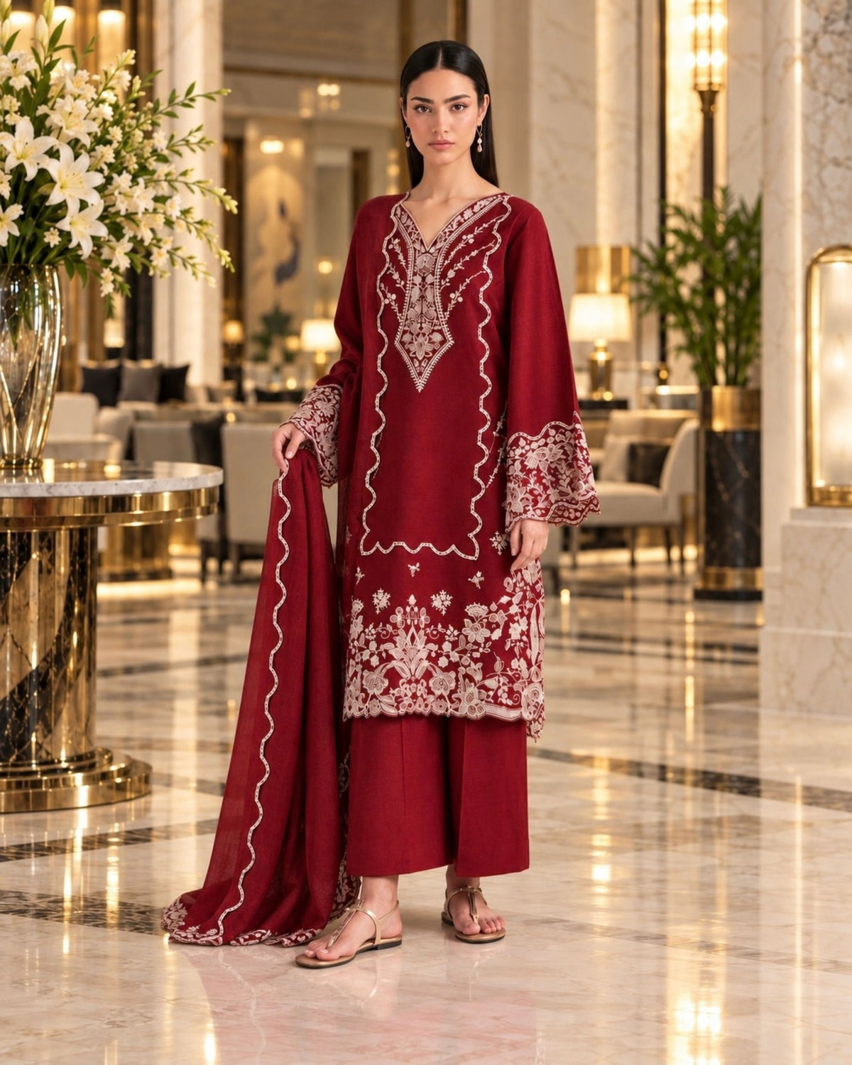 Baroque 3 Pc | Embroided Dhanak | N-03