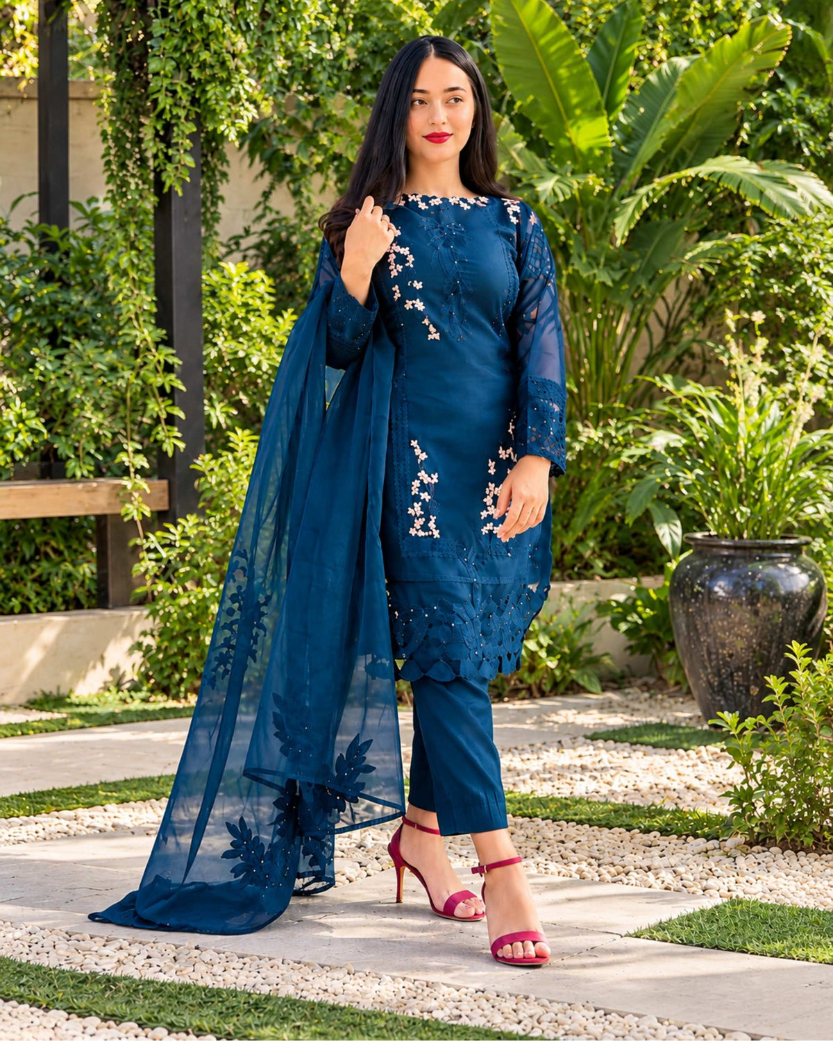 Agha Noor 3pc | Dhanak Embroidered | N-045