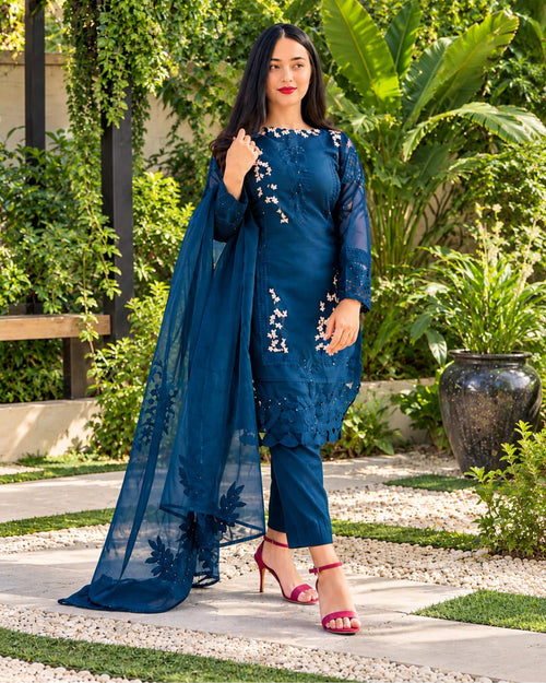 Agha Noor 3pc | Dhanak Embroidered | N-045